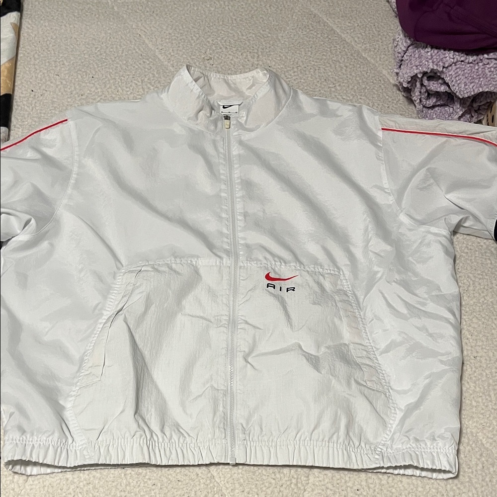 Nike Air White Windbreaker Jacket with Red Details
